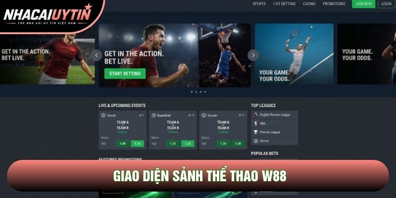 Giao diện sảnh thể thao W88